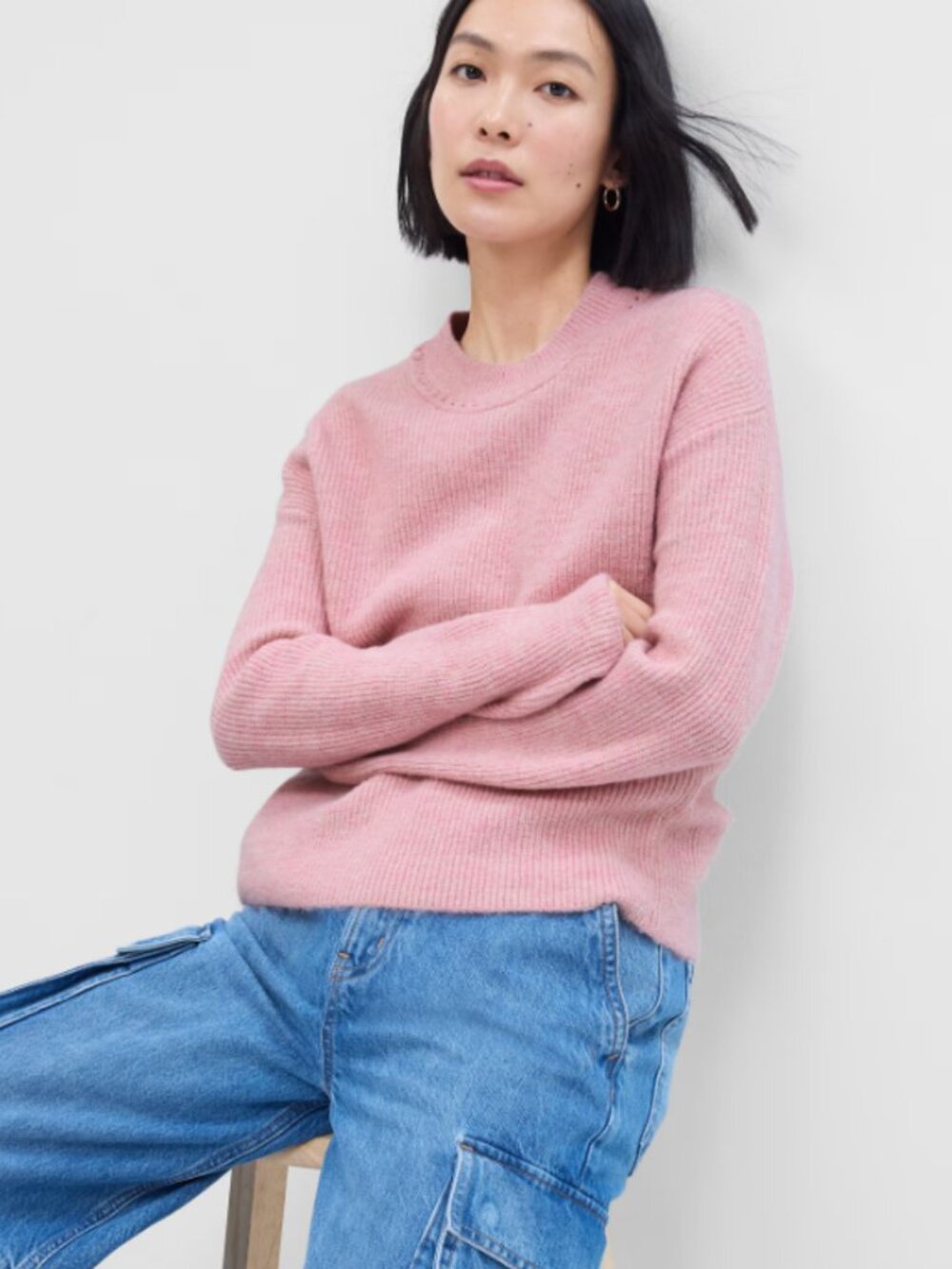 😍 NWT 😍 Forever Cozy Relaxed Ribbed Crewneck Sweater, Pink XL